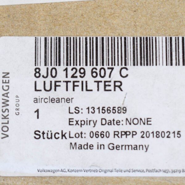 8J0129607C - Audi TT RS 8J air filter box 8J0129607C 2014 new original 2.5 petrol