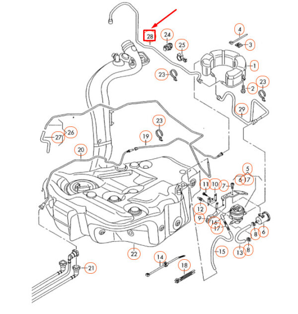 8J0201183C - NEW AUDI TT 8J FUEL SYSTEM REAR RIGHT BREATHER LINE 8J0201183C