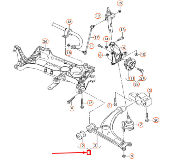 8J0407151D - Audi TT 8J front lower arm 8J0407151D NEW REAL