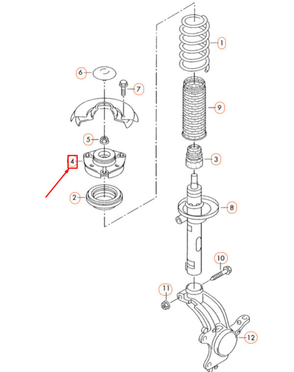 8J0412331 - NEW AUDI TT 8J FRONT GAS FILLED SHOCK ABSORBER MOUNT 8J0412331 ORIGINAL