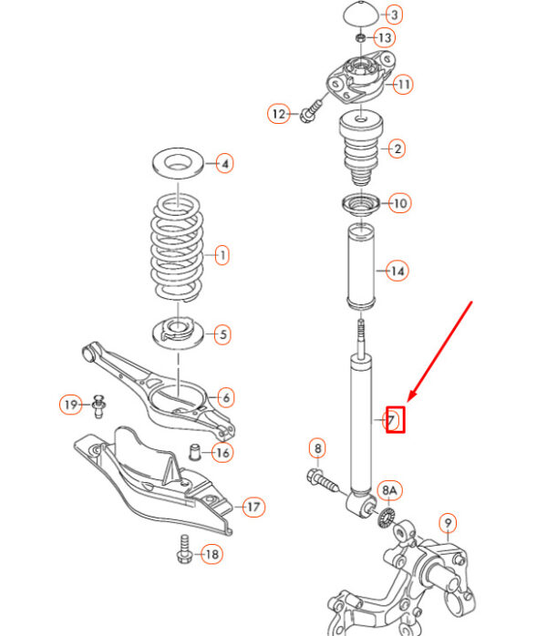 8J0513029P - NEW AUDI TT 8J REAR GAS SHOCK ABSORBER 8J0513029P ORIGINAL