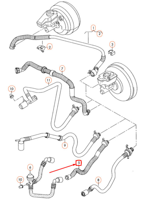 8J0611931F - NEW AUDI TT 8J BRAKE SERVO VACUUM PIPE 8J0611931F ORIGINAL