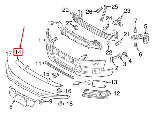 8J0807110A - NEW AUDI TT 8J3 FRONT LOWER BUMPER SPOILER 8J0807110A ORIGINAL