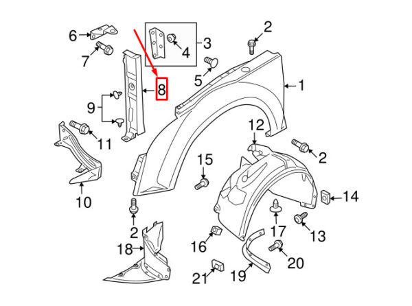 8J0821111A - AUDI TT Roadster 8J Fender End Plate Rear Left 8J0821111A NEW GENUINE