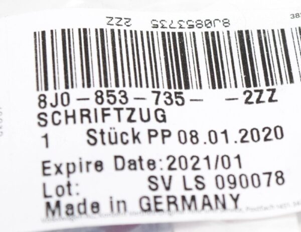 8J08537352ZZ - Audi TT Rear Lettering TT S Badge Emblem 8J08537352ZZ NEW GENUINE