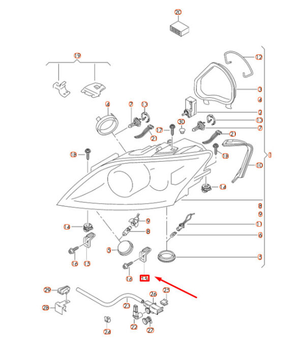 8J0941461 - NEW AUDI TT 8J FRONT HEADLIGHT BRACKET FROM 8J0941461 ORIGINAL
