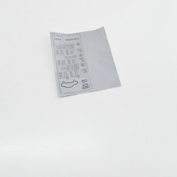 8K0010502LJ - NEW AUDI A4 B8 TIRE PRESSURE DATA PLATE 8K0010502LJ ORIGINAL