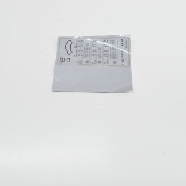 8K0010502LJ - NEW AUDI A4 B8 TIRE PRESSURE DATA PLATE 8K0010502LJ ORIGINAL