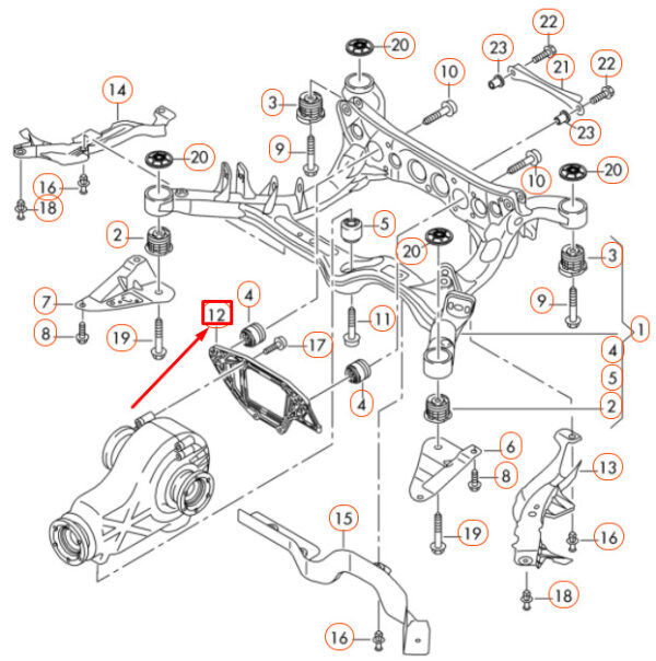 8K0599287J - NEW AUDI A4 B8 REAR DIFFERENTIAL BRACKET 8K0599287J ORIGINAL