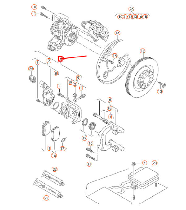8K0615404D - NEW AUDI Q5 8R REAR RIGHT BRAKE CALIPER WITH SERVOMOTOR 8K0615404D ORIGINAL