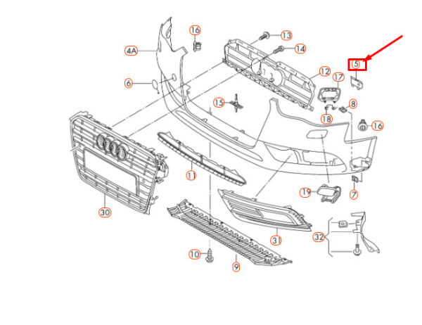 8K0807278A - NEW AUDI A4 B8 FRONT BUMPER RIGHT SECURING STRIP 8K0807278A ORIGINAL