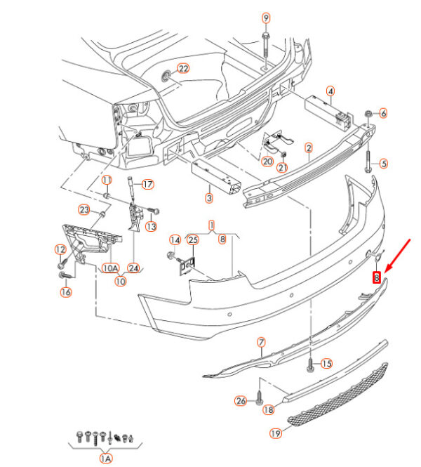 8K0807441AGRU - NEW AUDI A4 B8 REAR BUMPER RIGHT TOW EYE COVER 8K0807441AGRU ORIGINAL