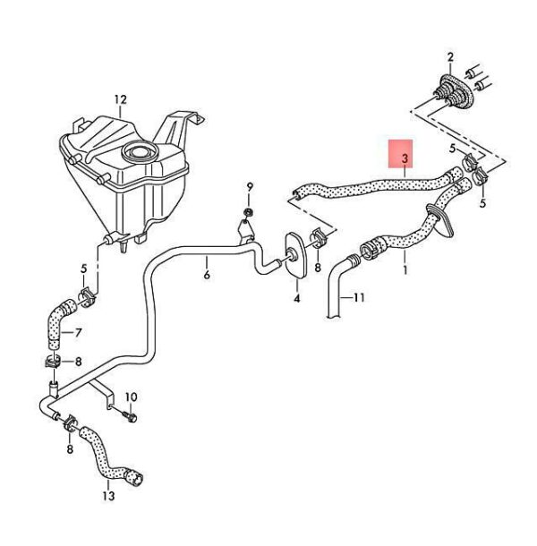 8K0819373 - NEW AUDI AUDI RS5 CABRIO QU. COUPE SPORTB. COOLANT HOSE 8K0819373 13-14 ORIGINAL