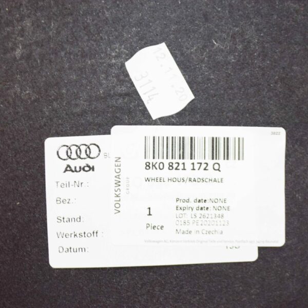 8K0821172Q - NEW AUDI A4 B8 FROT RIGHT FENDER LINER 8K0821172Q