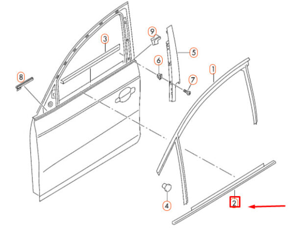 8K0837477F - NEW AUDI A4 B8 FRONT LEFT DOOR WINDOW OUTER APERTURE SEAL 8K0837477F ORIGINAL