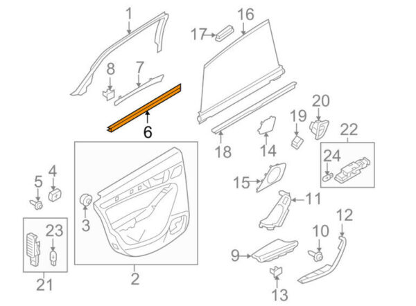 8K0839480C - OEM AUDI A4 B8 REAR RIGHT WINDOW SLOT SEAL 8K0839480C GENUINE 2014