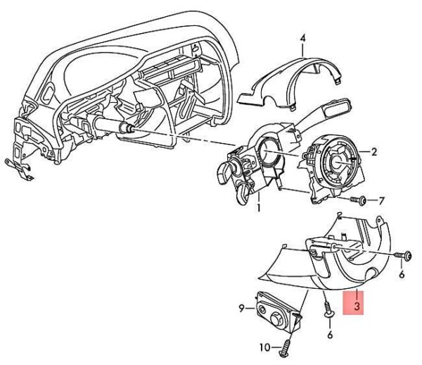 8K0953512EBE7 - NEW TRIM LOWER SECTION FOR MODELS WITH CRUISE CONTROL SYSTEM 8K0953512EBE7