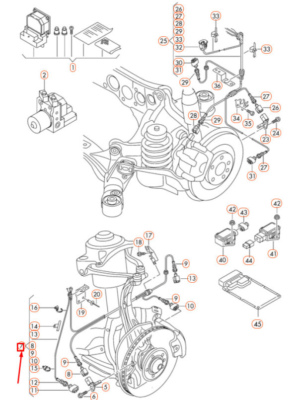 8K0972252E - NEW AUDI A4 B8 FRONT RIGHT BRAKE SENSOR WIRING HARNESS 8K0972252E ORIGINAL