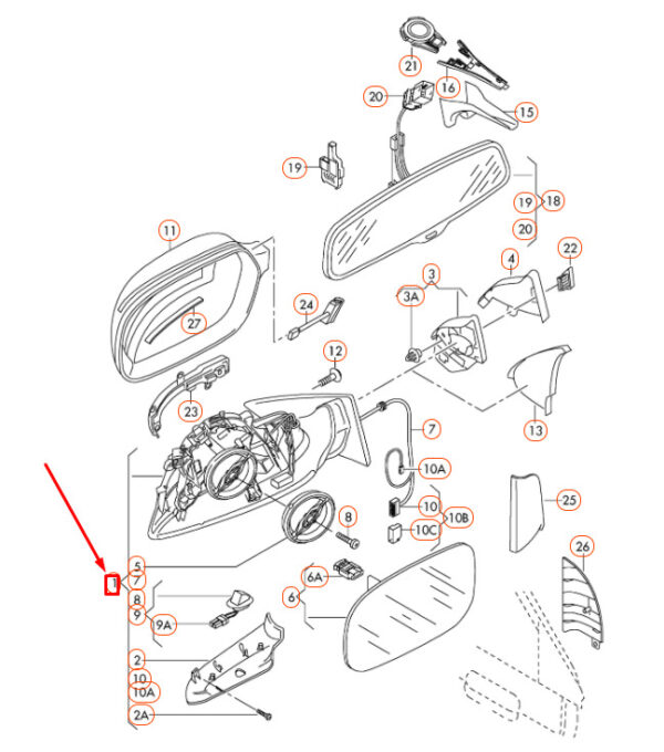 8K1857409AK - NEW AUDI A4 B8 FRONT LEFT DOOR MIRROR ASSEMBLY LHD 8K1857409AK01C OEM