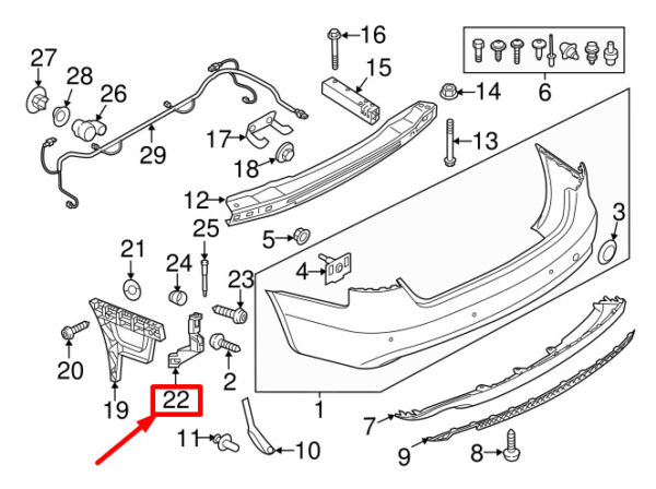 8K5807889A - New AUDI A4 Avant B8 Rear Upper Left Bumper Guide 8K5807889A