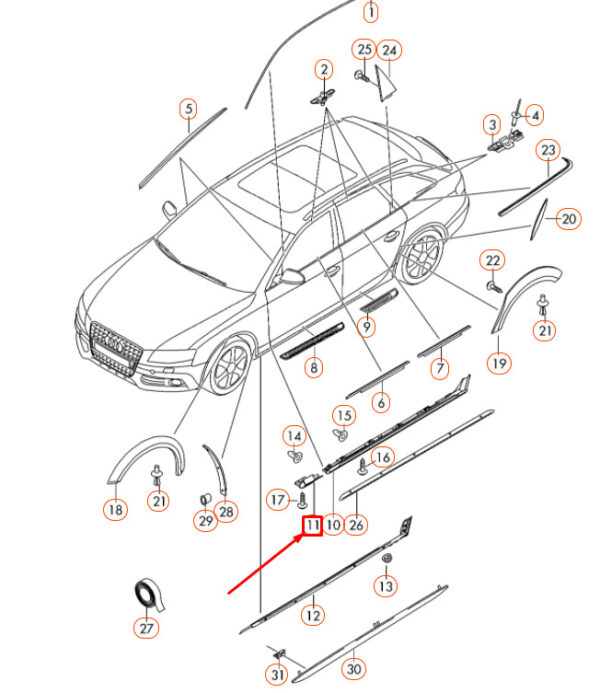 8K9853579V7W - NEW AUDI A4 ALLROAD QUATTRO B8 FRONT LEFT ROCKER PANEL CAP 8K9853579V7W ORIGINAL