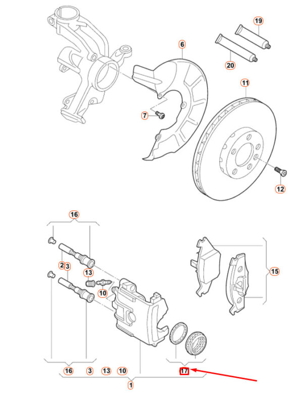 8N0698471 - NEW AUDI A1 8X FRONT BRAKE CALIPER SEALING HOUSING SET 8N0698471 ORIGINAL