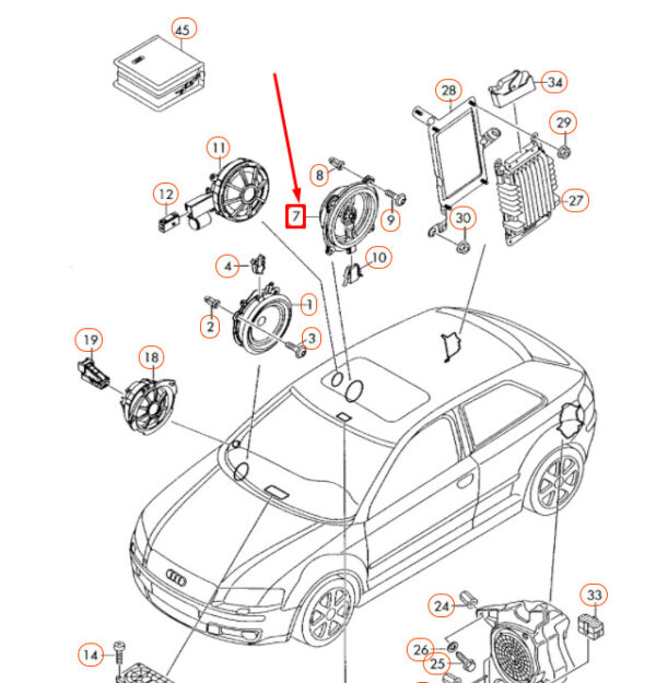 8P0035411C - NEW AUDI A3 8P REAR DOOR MID RANGE WOOFER 8P0035411C ORIGINAL