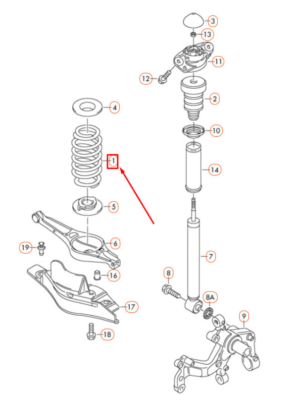 8P0511115AA - NEW AUDI A3 8P REAR AXLE COIL SPRING 8P0511115AA ORIGINAL