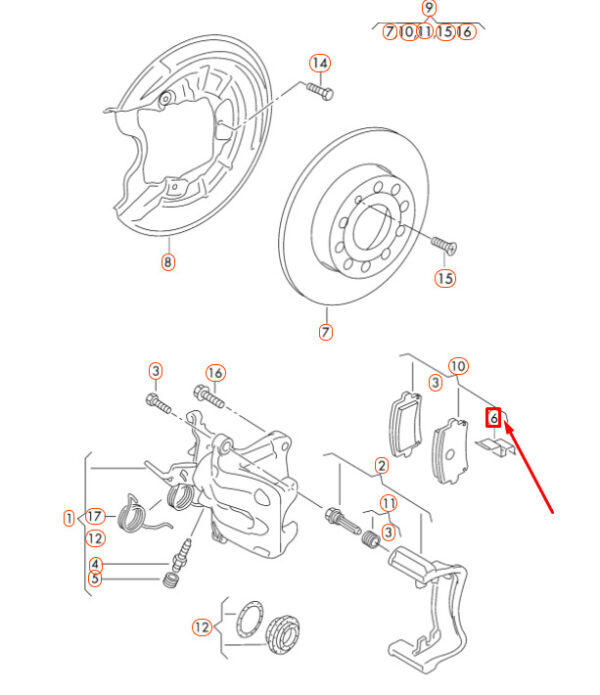 8P0615231A - NEW AUDI A3 QUATTRO REAR WINDOW BRAKE LINING INTERMEDIATE PLATE 8P0615231A ORIGINAL
