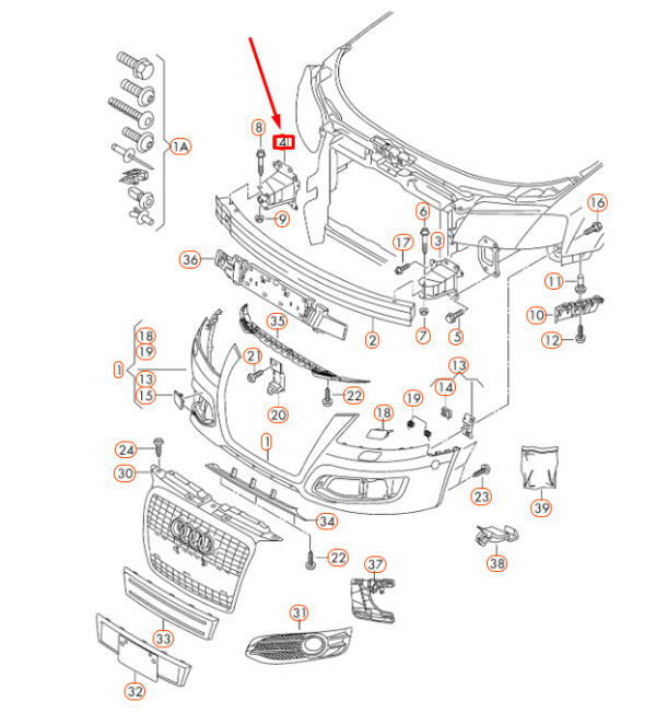 8P0807134C - NEW AUDI A3 8P FRONT BUMPER RIGHT IMPACT SHOCK ABSORBER 8P0807134C ORIGINAL