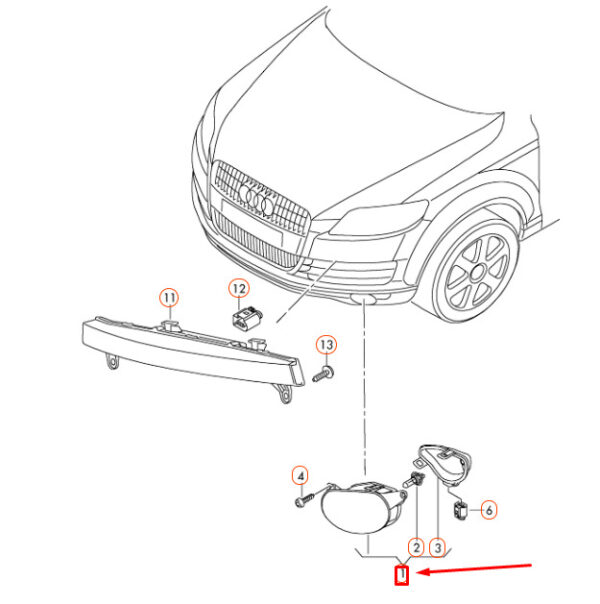 8P0941700A - New AUDI Q7 4L Front Right Halogen Fog Light 8P0941700A
