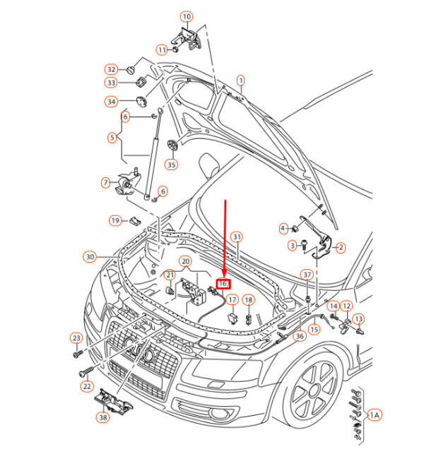 8P1823531G - NEW AUDI A3 8P ENGINE HOOD LID LOCK CABLE LHD 8P1823531G ORIGINAL