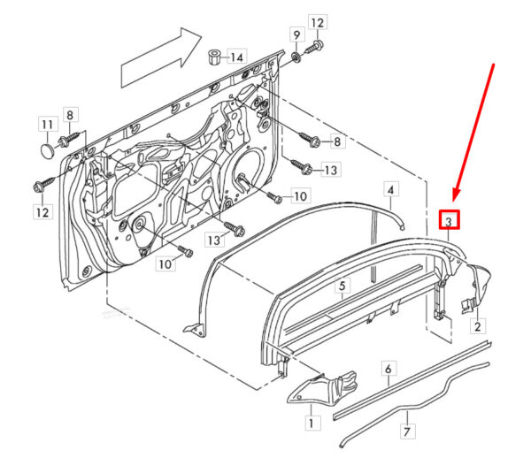 8P3837629A - NEW AUDI A3 8P1 FRONT LEFT WINDOW FRAME 8P3837629A ORIGINAL