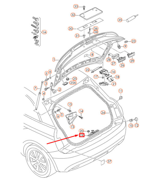 8P4827507 - NEW AUDI A1 8X REAR LID STRIKER PLATE 8P4827507 ORIGINAL
