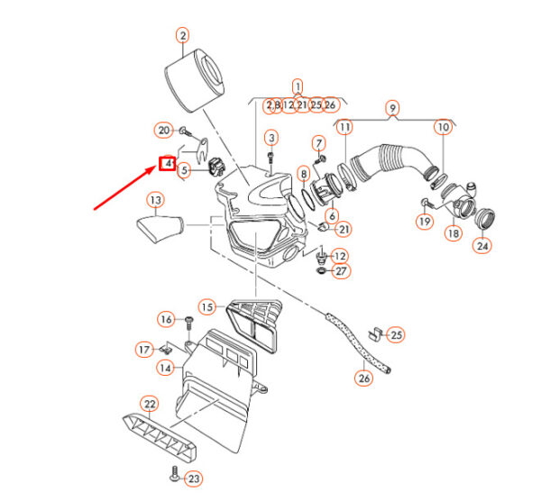 8R0133426 - Audi Q5 8R Adapter for Motor Air Inlet Enclosure 8R0133426 NEW GENUINE