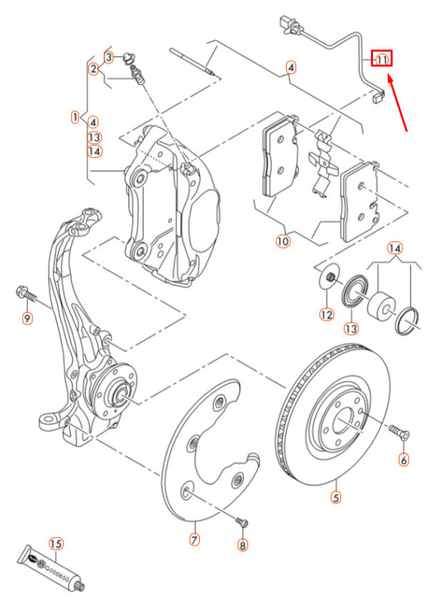 8R0615121 - NEW AUDI Q5 8R FRONT LEFT BRAKE PAD WEAR SENSOR 8R0615121 ORIGINAL