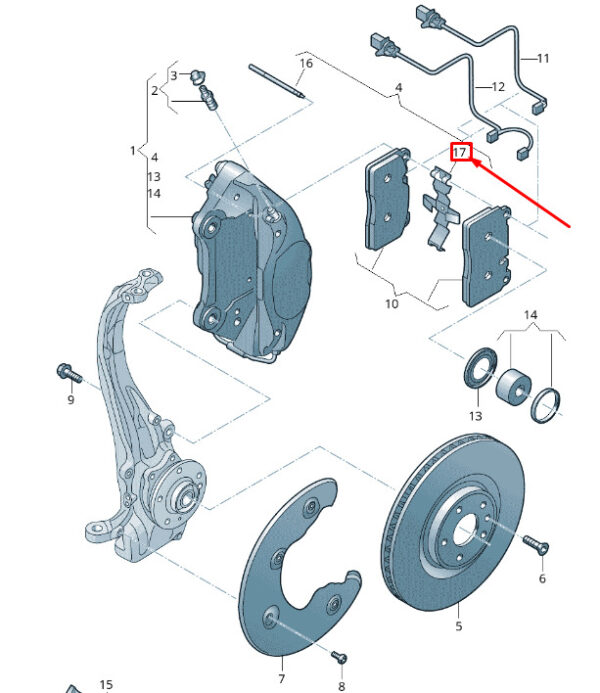8R0615269 - NEW AUDI Q5 8R FRONT BRAKE LINING BRACKET 8R0615269 ORIGINAL