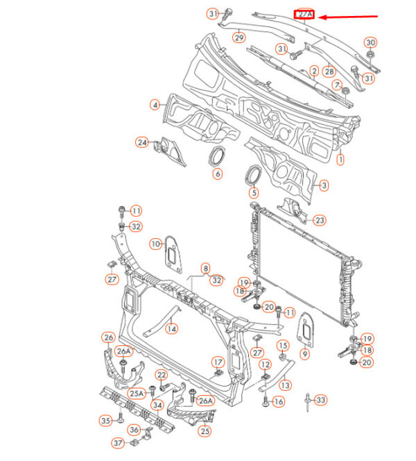 8R0805629G - NEW AUDI Q5 8R FRONT UPPER CENTRE ADDITIONAL REINFORCEMENT 8R0805629G ORIGINAL