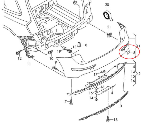 8R0807450GRU - NEW AUDI Q5 8R REAR BUMPER TOW HOOK COVER PRIMED RIGHT 8R0807450GRU ORIGINAL
