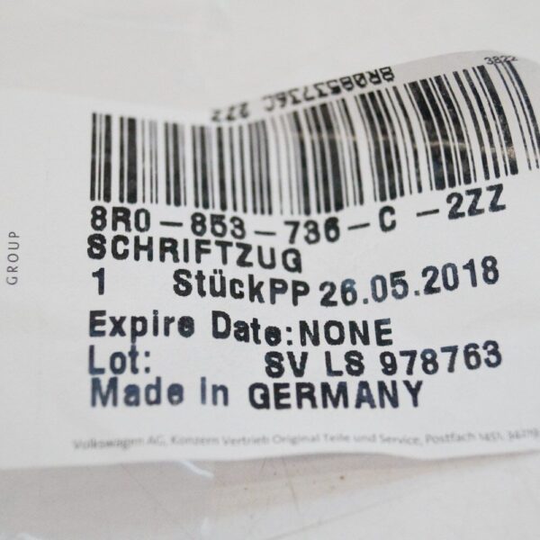 8R0853736C - Audi Q5 8R Quattro Text Badge 8R0853736C2ZZ New