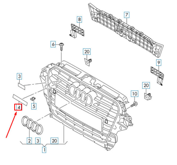 8R0853736E3FZ - Audi Q5 8r Front Grill Quattro Inscription 8R0853736E3FZ NEW Original
