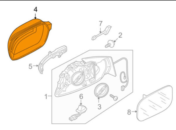 8R0857527GRU - Audi Q7 4L Front Left Door Mirror Cover Cap 8R0857527GRU NEW GENUINE 2015