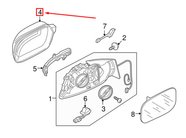 8R0857528GRU - NEW AUDI Q7 4L FRONT RIGHT DOOR MIRROR COVER 8R0857528GRU ORIGINAL