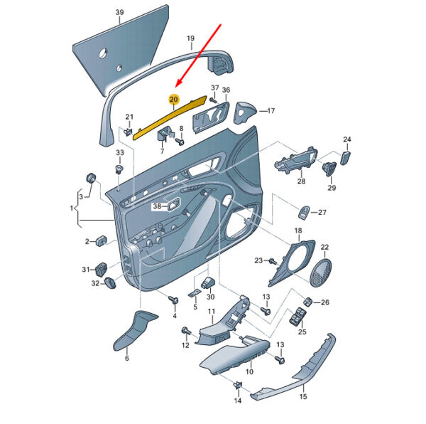 8R0867410F1NK - NEW AUDI Q5 8R FRONT RIGHT DOOR PANEL TRIMINSERT 8R0867410F1NK ORIGINAL