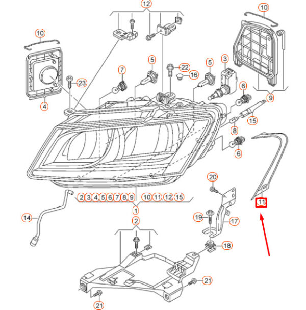 8R0941191A - NEW AUDI Q5 8R FRONT LEFT HEADLIGHT FRAME 8R0941191A SEAL ORIGINAL
