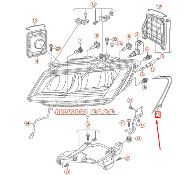8R0941192A - Audi Q5 8r Gasket Frame for Front Right Headlights 8R0941192A NEW REAL