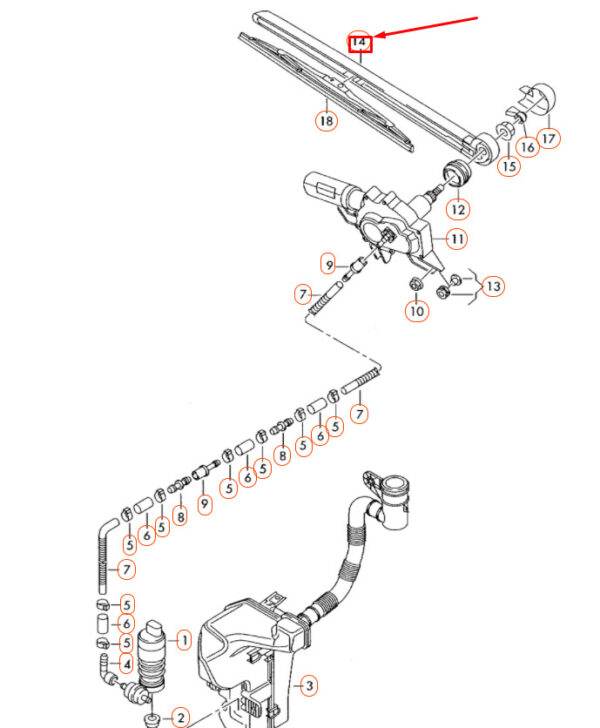 8R0955407 - NEW AUDI A1 8X REAR WINDOW WIPER ARM 8R09554071P9 ORIGINAL