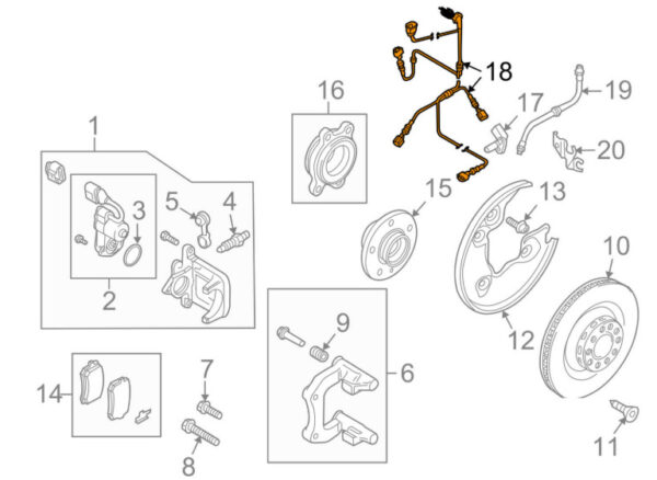 8R0972254 - NEW AUDI Q5 8R REAR RIGHT ABS SENSOR WIRING HARNESS 8R0972254 ORIGINAL