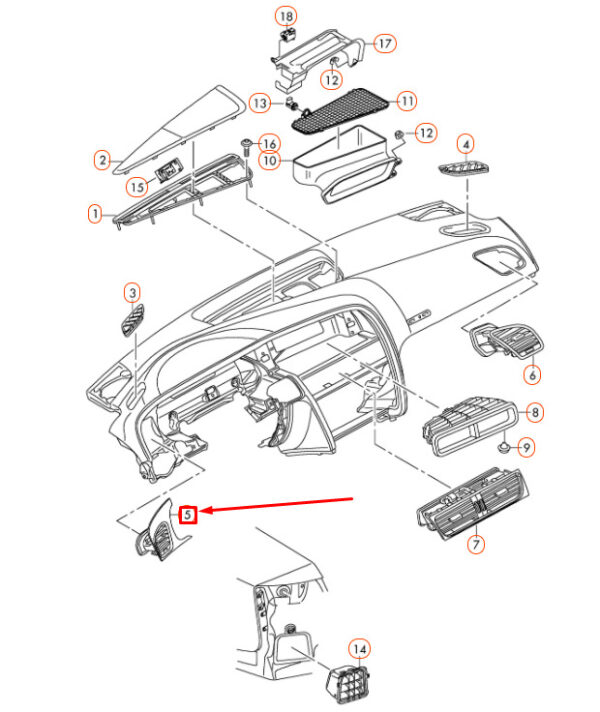 8R1820901LWVF - NEW AUDI Q5 8R DASHBOARD LEFT FRESH AIR VENT LHD 8R1820901LWVF ORIGINAL