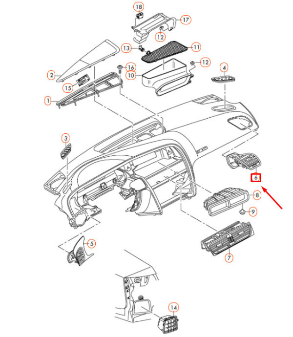 8R1820902LWVF - NEW AUDI Q5 8R DASHBOARD RIGHT FRESH AIR VENT LHD 8R1820902LWVF ORIGINAL